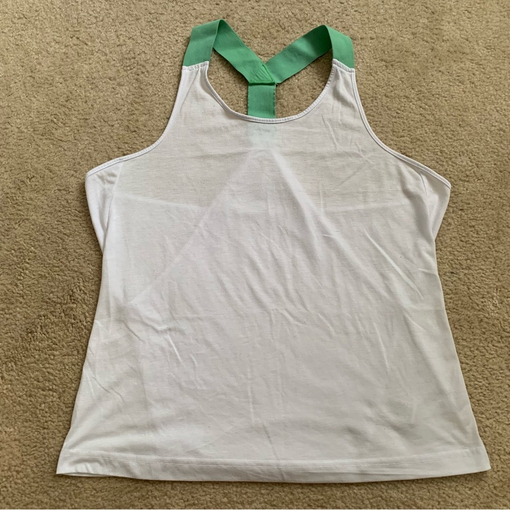 ALO Yoga White Tank Top with Green Straps